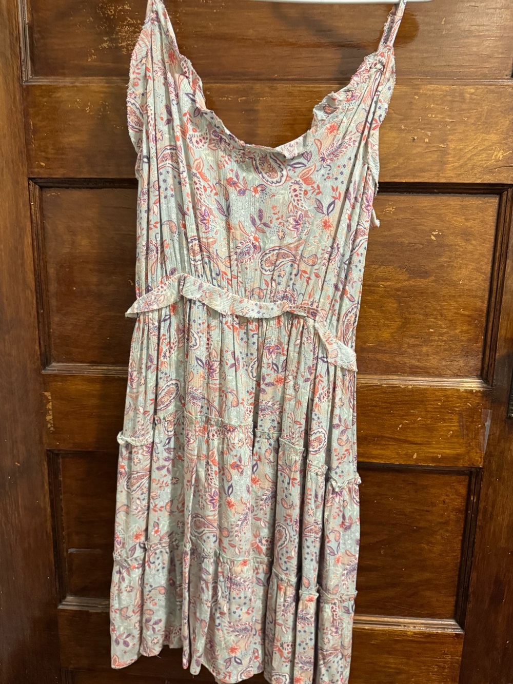 Floral Spaghetti Strap Tiered Sundress - Pink & Cream